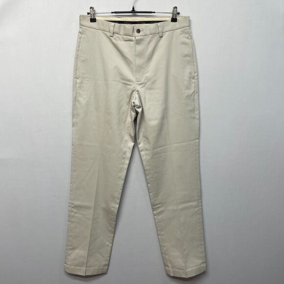 Brooks Brothers Men Advantage Chino Clark Pants Size 33x32 Flat Front M280 -8 - Picture 1 of 16